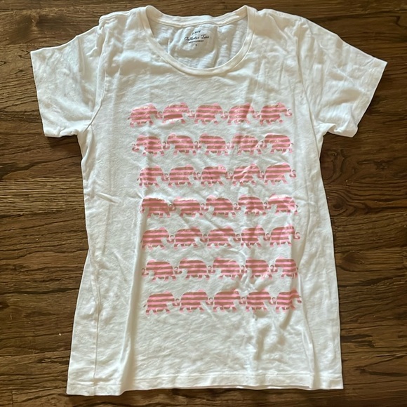 J. Crew Collector Pink and Metallic Gold Elephant Graphic Tee Small - Picture 1 of 5